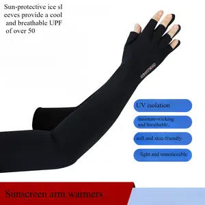 Cruel summer Sunscreen ice sleeves women's extended outdoor riding driving non-slip fishing cool half finger ice silk sleeves sunscreen gloves men