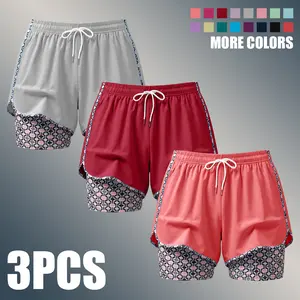 Women's Casual Quick-Dry Double-Layer Athletic Training Shorts, Breathable Lightweight Sporty Women's Clothes for Outdoor Activities
