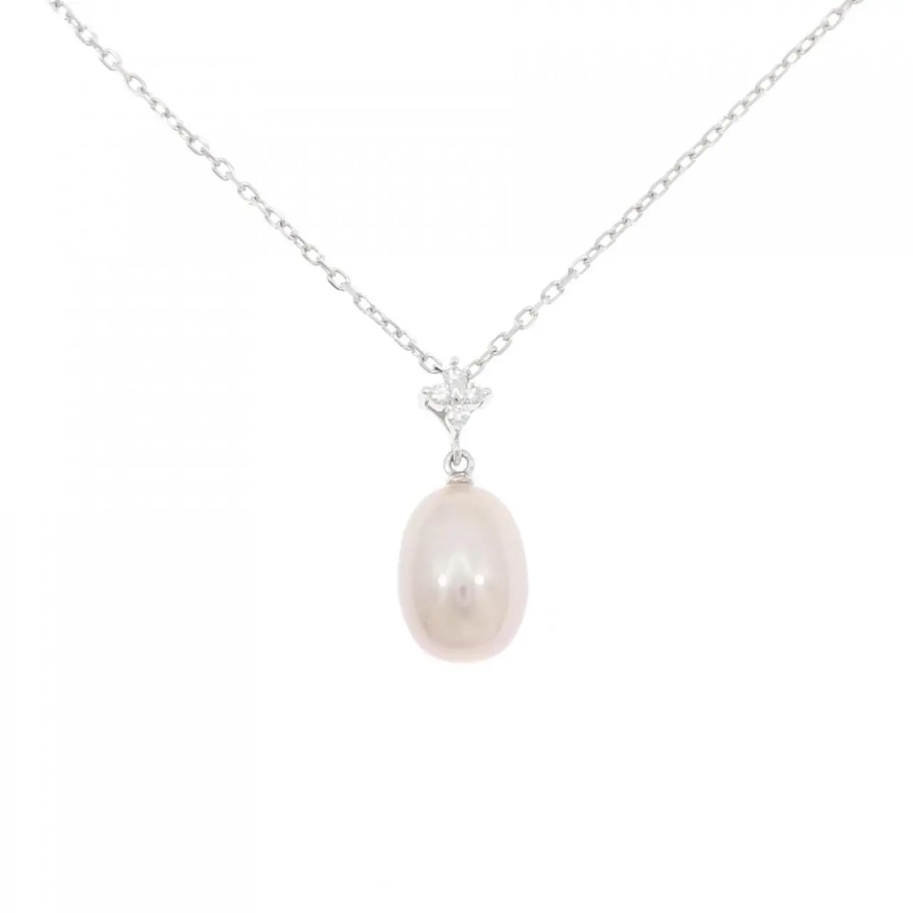 Pellita Mikimoto K18 White Gold Freshwater Pearl Diamond Necklace