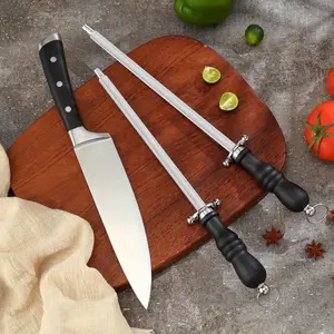 8-inch & 12-inch Honing Steel, Professional Carbon Sharpening Steel, 2 PCS Honing Rod/ Knife Steel, Kitchen Knives Honing Rod, Non-slip Handle, Kitchen Knife Sharpener Rod Repair Knife Edge