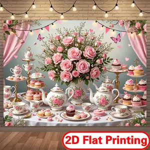 1pc 100% Polyester Premium Durable Wedding Party Backdrop Tapestry Banner - For Outdoor, Room Use, Event Planners