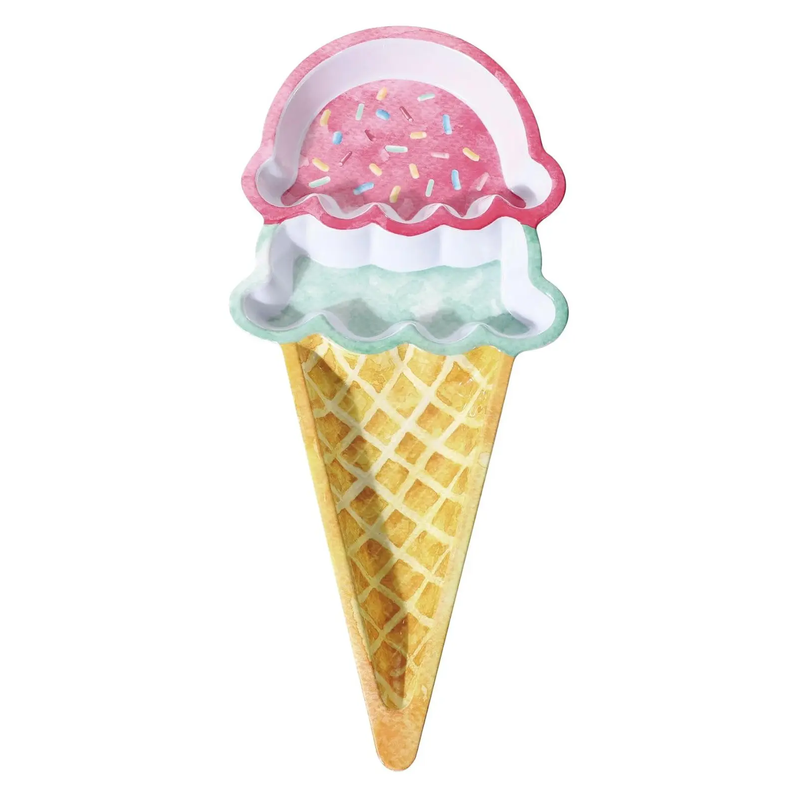 Ice Cream Cone Serving Platter  | Melamine Dessert Tray for Parties, Candy Buffets & Ice Cream Socials | Multicolor, 19.5 x 8.75 in