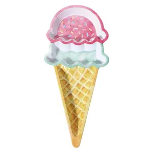 Ice Cream Cone Serving Platter  | Melamine Dessert Tray for Parties, Candy Buffets & Ice Cream Socials | Multicolor, 19.5 x 8.75 in