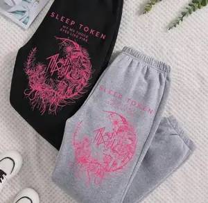 Sleep Token Unisex Sweatpants Premium Cotton Jogger Oversized Fit Streetwear Graphic Pants Soft Fleece Elastic Waist Workout Training Fitness Casual Daily Wear Gothic Floral Logo Band Style Fashion Gift for Men Women Trending 2026