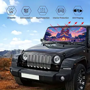 Foldable Car Sun Visor with Dream Night Print, UV Protection, Summer Fun Accessory, Fits Most Cars & Small Suvs, Keeps Interior Cool