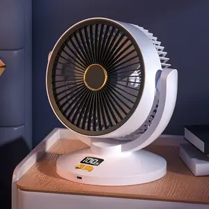 USB Rechargeable Automatic Oscillating Fan, Desktop Table Fan for Home and Office, 6 Speed Settings, 4-Hour Timer Function