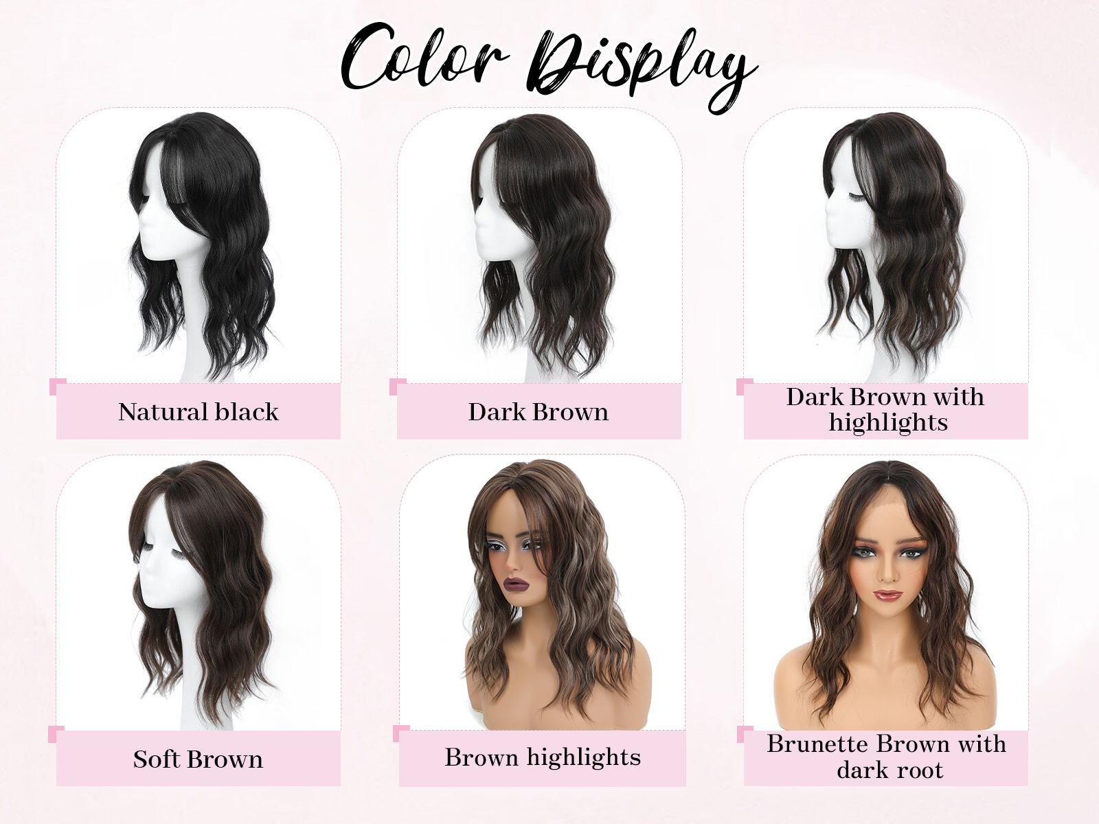 PANEWAY 16 Inch Wavy Hair Topper for Women – 6.5"x6.5" Large Base, Synthetic Wavy Topper, Clip-In Hairpiece for Thinning Hair, Ladies Wiglet, Natural Volume & Coverage