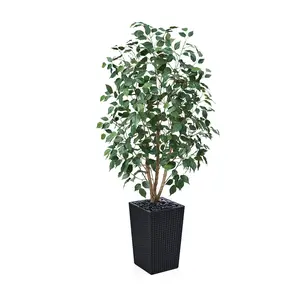 VeriNatural 5/6FT Natural Trunk Artificial Ficus Tree UV Resistant with Taper Planter for Indoor & Outdoor（VN129）