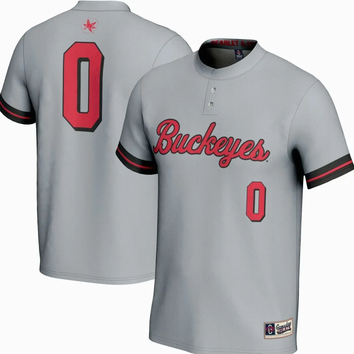 #0 Ohio State Buckeyes GameDay Greats Unisex Softball Lightweight Fashion Jersey - Gray
