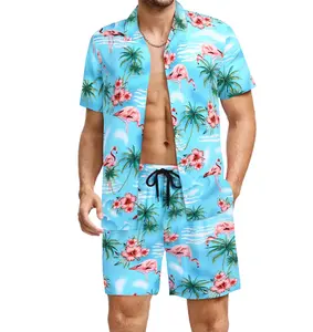 COOFANDY B Men's Set Hawaiian Matching Set Summer Beach 2 Piece Outfits Flower Shirts and Shorts Tropical Fabric Tropical Fabric Floral Menswear  Shortsleeve Loose