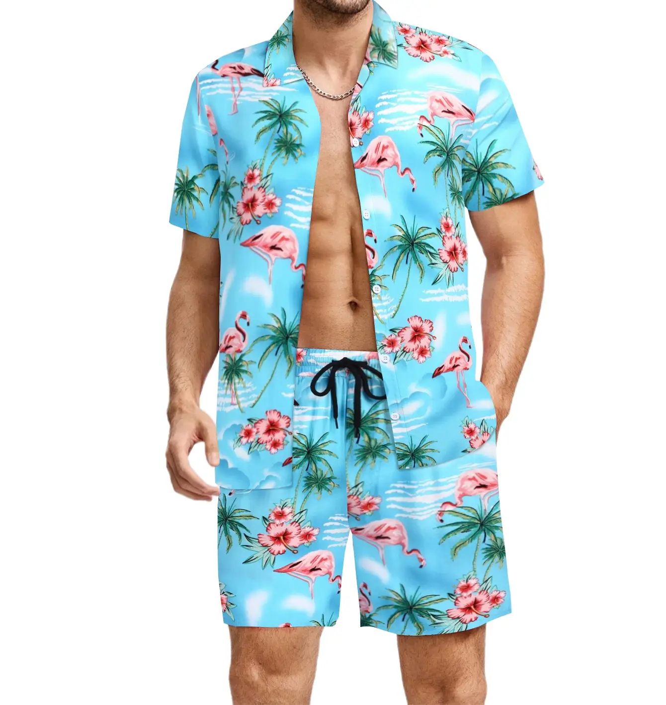 COOFANDY Men's Set Hawaiian Matching Set Summer Beach 2 Piece Outfits Flower Shirts and Shorts Tropical Fabric Tropical Fabric Floral Menswear Shorts