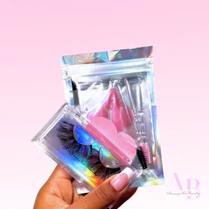 Fluff Puff Fluffy Mink Lash + Mini Essentials Kit - 1 Pair of Luxury 15-25mm Mink Lashes Eyelashes Makeup Eyelashes Cosmetic Flawless