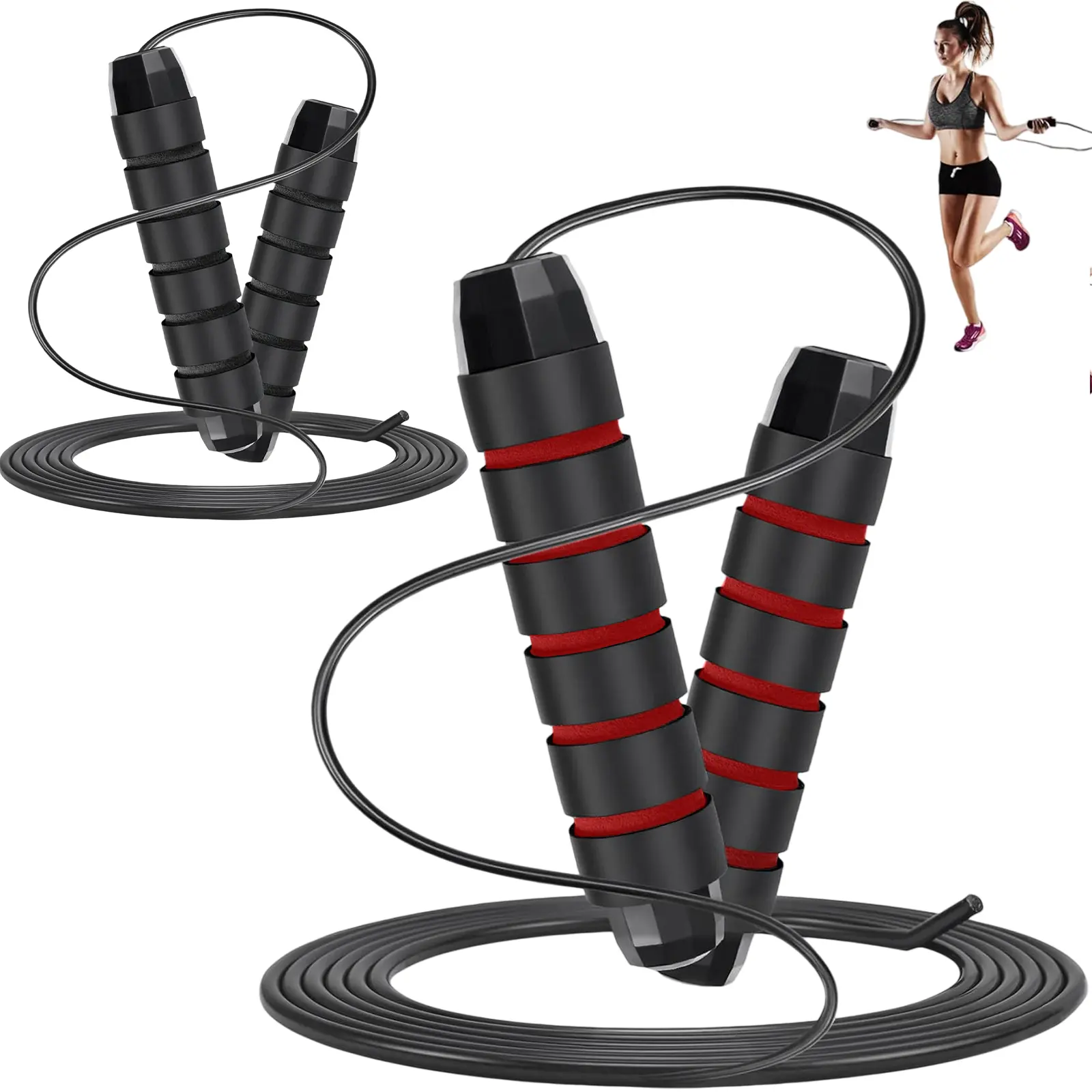 Adjustable-Pro Speed Jump Rope, Tangle-Free Skipping Rope with Ball Bearing Swivel & Ergonomic Handles for Women, Men & Kids, Home, School & Gym Workouts
