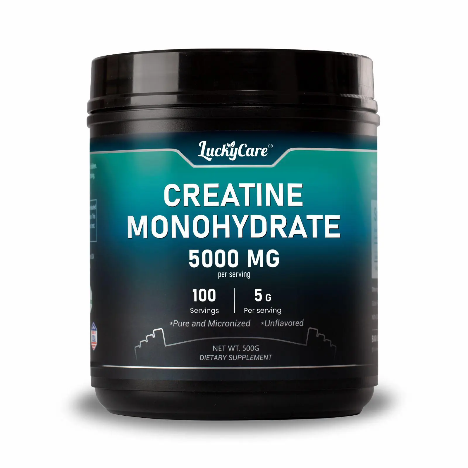 Luckycare Unflavored Creatine Monohydrate Powder 5000mg per Serving - Edible Health Supplement for Fitness and Workout Support
