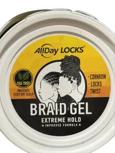 Extreme Hold Braid & Edge Gel, 64fl.oz/1893ml, All-Day Locks Hair Styling Gel