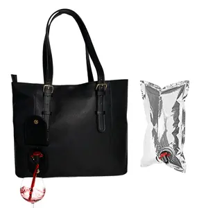 Wine Purse  Womens Tote Bag with Wine Dispenser  Vegan Leather Black Tote Bag Purse