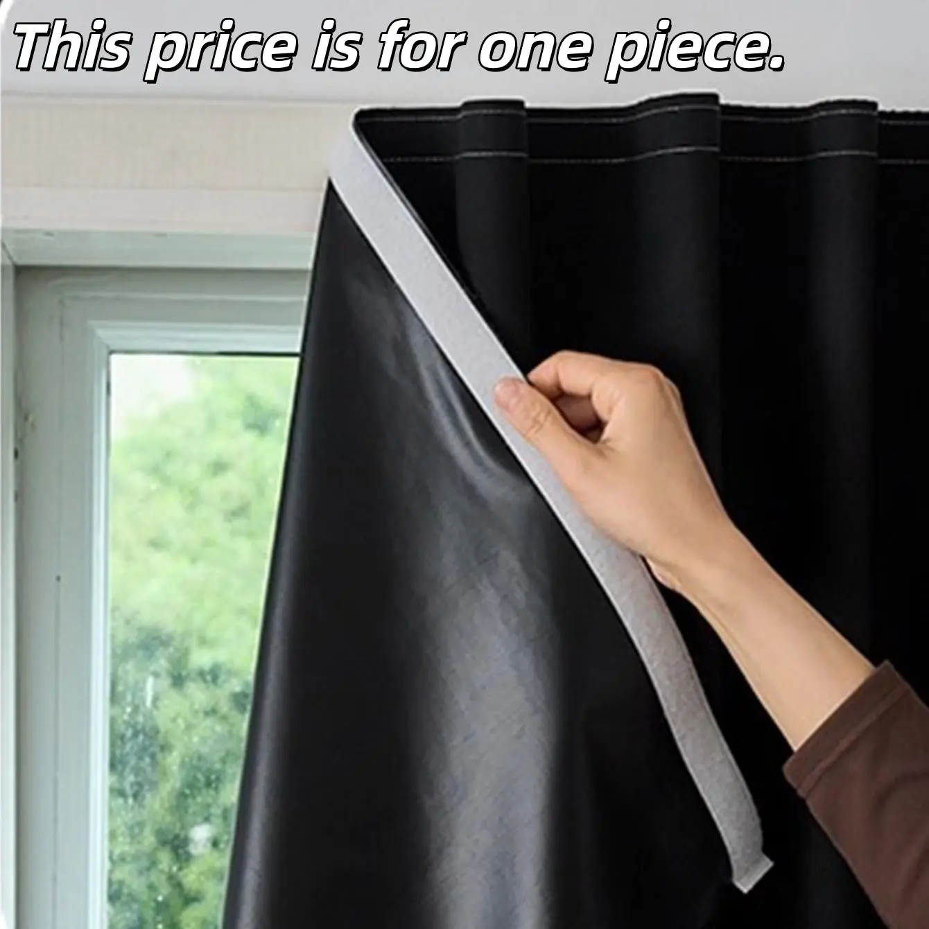 Magic Tape Blackout Curtain, 1 Count Window Blackout Cloth Curtain, Easy to Install, Bedroom & Living Room Use, Home Decoration Curtain, Party Decor Accessory, Blackout Window Cover, Curtains Black Out