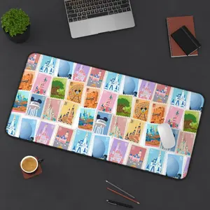 Cute Gaming Accessories Disneys World Land Icons Desk Mat, Neoprene Mouse Pad for Computer