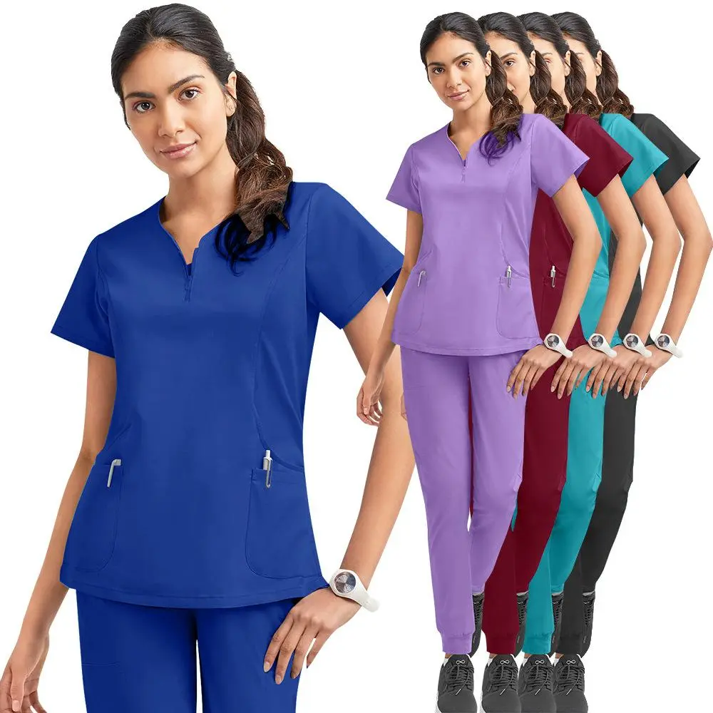 FUSHUAIGE Medical Uniform Surgical Dental Clinical Top Pants New Classic Nurse Scrubs Set Wowen Nurse Accessories Lab Workwear Clothes