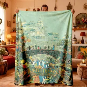 Raven Dale Elf City Vintage Illustration Flannel Blanket, Soft Lightweight Warm, Bedroom Holiday Decor, All Seasons, Bed Sofa Office Camping Travel, Lightweight Throw Blanket