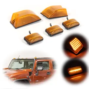 5PCS Amber Lens LED Cab Roof Running Light Side Marker Lamps For 2003 2004 2005 2006 2007 2008 2009 Hummer H2,Replace OEM 25809312, 16531442, 15060525