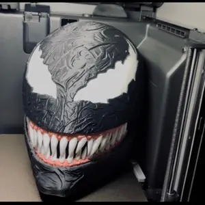 Venom Mask - Authentic Design with Distinctive Black and White Color Scheme and Sharp Teeth Details Skin Repair