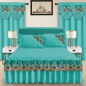 5 Pieces Bedroom Set New Sheet Cyan Bedding Set with Matching Curtains for Cozy Home Decor Complete Set with Red Bedding and Matching Curtains