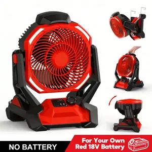 Electric 3-in-1 Camping Fan, Portable Battery Powered Jobsite Fan for Milwaukee M18 Battery, Rechargeable Tent Fan with Led Light & Power Bank, Outdoor Work Fan, Bare Tool Only
