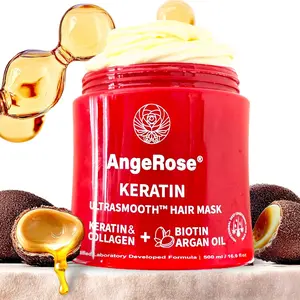 AngeRose  Collagen, Keratin, Argan Oil, Ultra Smmoth Hair Mask and Deep Repair Conditioning , Hair Treatment, Conditioner for Dry or Damaged Hair - All Hair Types 16.90 oz 500ml keratin treatment