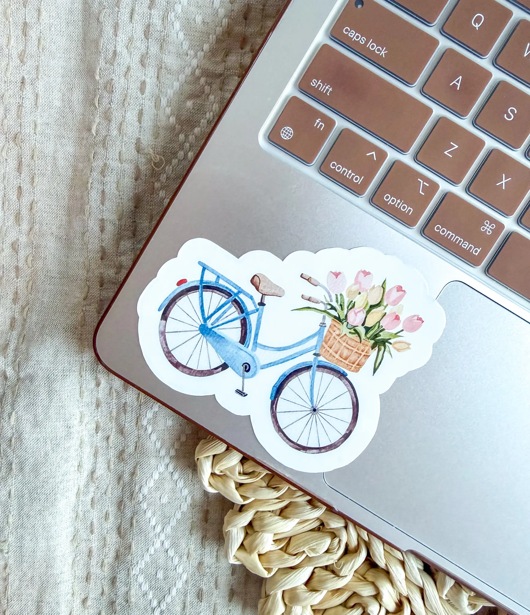 Tulips Bicycle Sticker, Vintage Bicycle, Beautiful Sticker, Spring Sticker, Macbook Sticker, Laptop Sticker, iPad Sticker