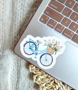 Tulips Bicycle Sticker, Vintage Bicycle, Beautiful Sticker, Spring Sticker, Macbook Sticker, Laptop Sticker, iPad Sticker