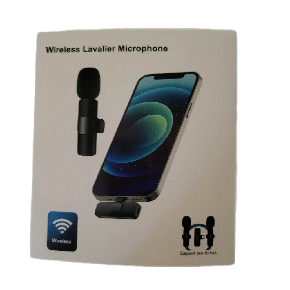 2 Pcs Wireless Lavalier Microphones for iPhone, Android & iPad Mini - Supports 2.4GHz & 5GHz Networks, Two-Piece Design for Flexibility