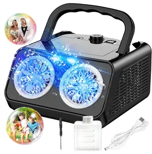 Dual Motor Bubble Machine, 20000+ Bubbles Per Minute, USB-C & Battery Powered, Leak-Proof Portable Bubble Maker for Party Wedding Pool Outdoor