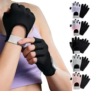 1Pair Workout Gloves for Women & Men, Anti-Slip Fingerless Gloves for Weightlifting, Mens Workout Gloves Gym Gloves Fitness Gloves, Adjustable Strap Workout