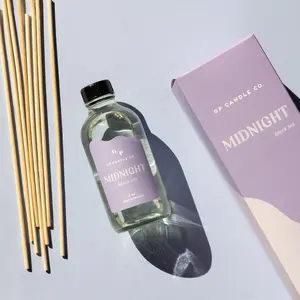 Midnight (Black Iris) 4 oz. Archivist Reed Diffuser Glass Bottle Oil Luxe Set Freshener Fragrance Aroma Scented Scent