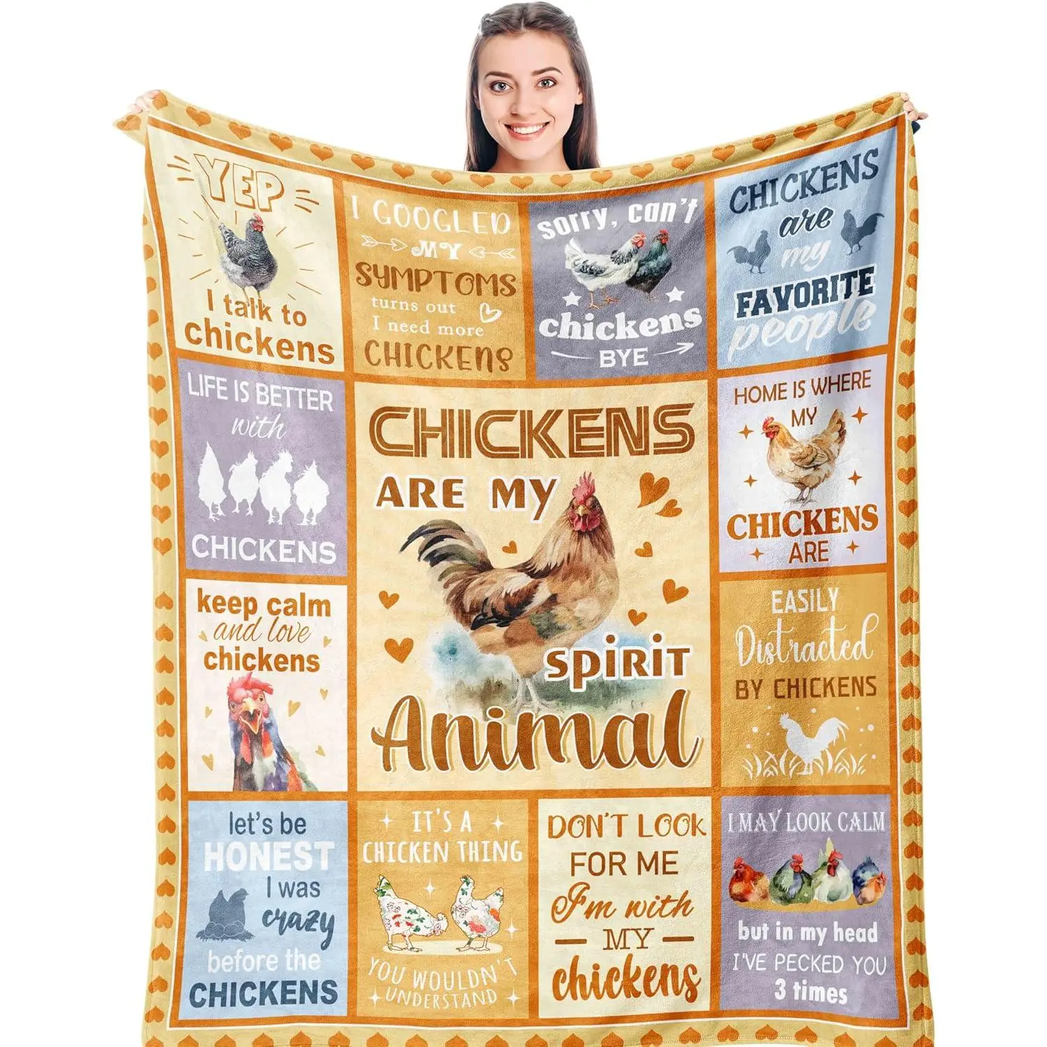 Gifts for Women/Men, Funny Chicken Blanket for People with Chickens, Chicken Lovers/Owners Themed Gift Ideas, Farmhouse Decor Soft Throw 50" x 60" : Home & Kitchen