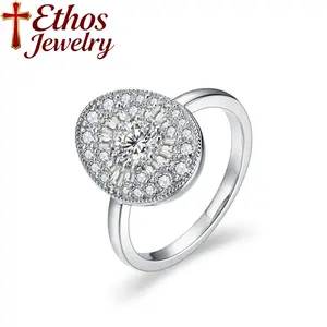 [DIDI Jewelry]D/VVS1 Round Shape All Synthetic CZ Ring for Women Engagement Fine Jewelry Gift