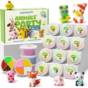 Air Dry Clay for Kids 12 Animals Theme Ultra Light Modeling Foam Clay Kit DIY Art Home Party Favors for Boys & Girls
