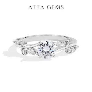 ATTAGEMS Round Cut 0.8ct Synthetic Lab-Created Moissanite Ring for Women Engagement 925 Sterling Silver Rings Wedding Birthday Gift Anniversary Prom Party Holiday Date Casual Biling Jewelry R283