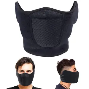 Adjustable fastener half face mask with a stretchable design for a comfortable fit. One size fits most average head sizes for both men and women. The perfect choice for a unisex ski mask, motorcycle mask, or cold-weather face mask Windproof face mask