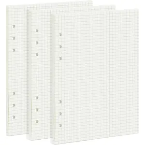 135 Sheets Planner Refill Paper, 210x142mm, 5mm Squared Inserts A5 6 Holes Binder Grid Notepaper for Bullet Journals Diary