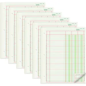 300 sheets, 3-column columnar analysis accounting paper, 8.5 x 11 inches, 3-hole punch, green ledger paper for bookkeeping, 6-pack (50 sheets per pack)