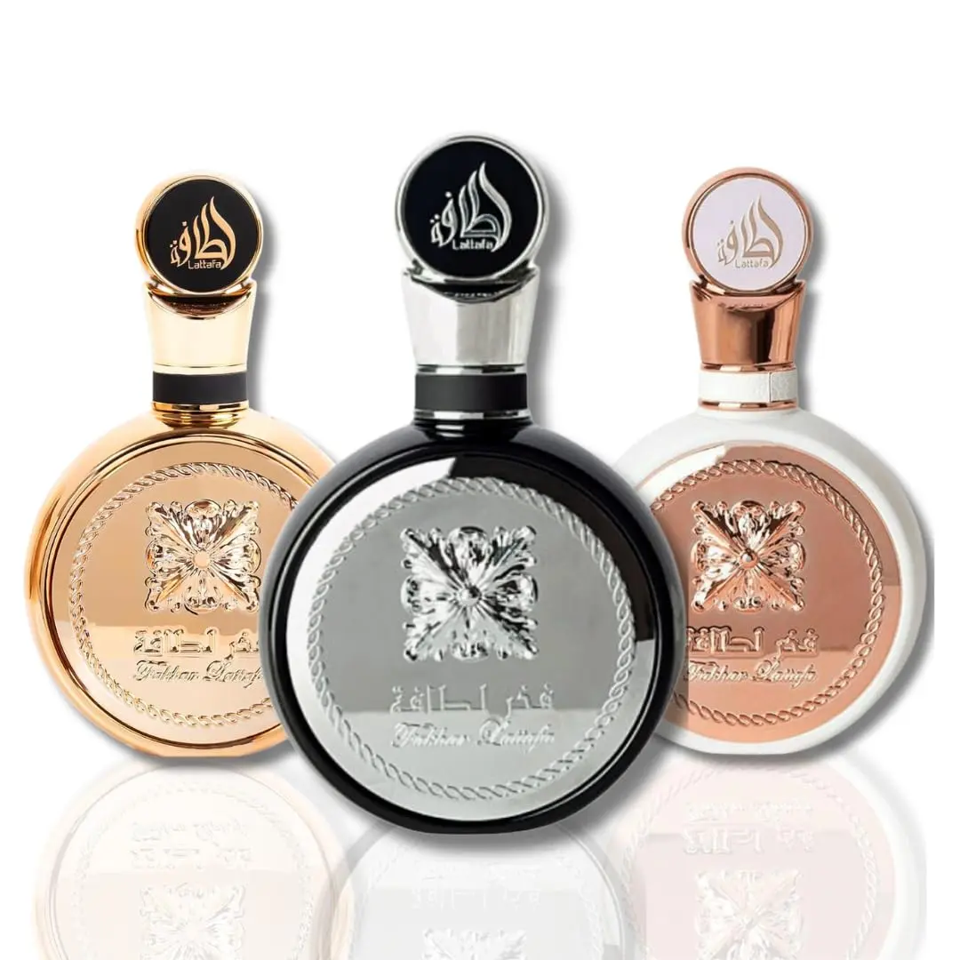Lattafa Fakhar Men, Fakhar Women, and Lattafa Fakhar Gold Extrait Bundle – 3.4 Oz Each (Long Lasting Fruity Woody Scent Fragrance Perfume