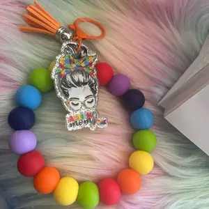 Live Claims Key Wristlet with Silicone Beads Customized Keychain  , Durable Waterproof Easy to Clean Comfortable.  Many styles and themes