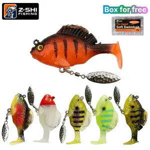6pcs Multiple Pre-Rigged Jig Head Soft Fishinglures,Bluegill Swimbait,with Hidden Ultra-Sharp Hook and Spinner Blade,Versatile Mimics Natural Prey Swimbaits,Amazing Gifts for Men and Family
