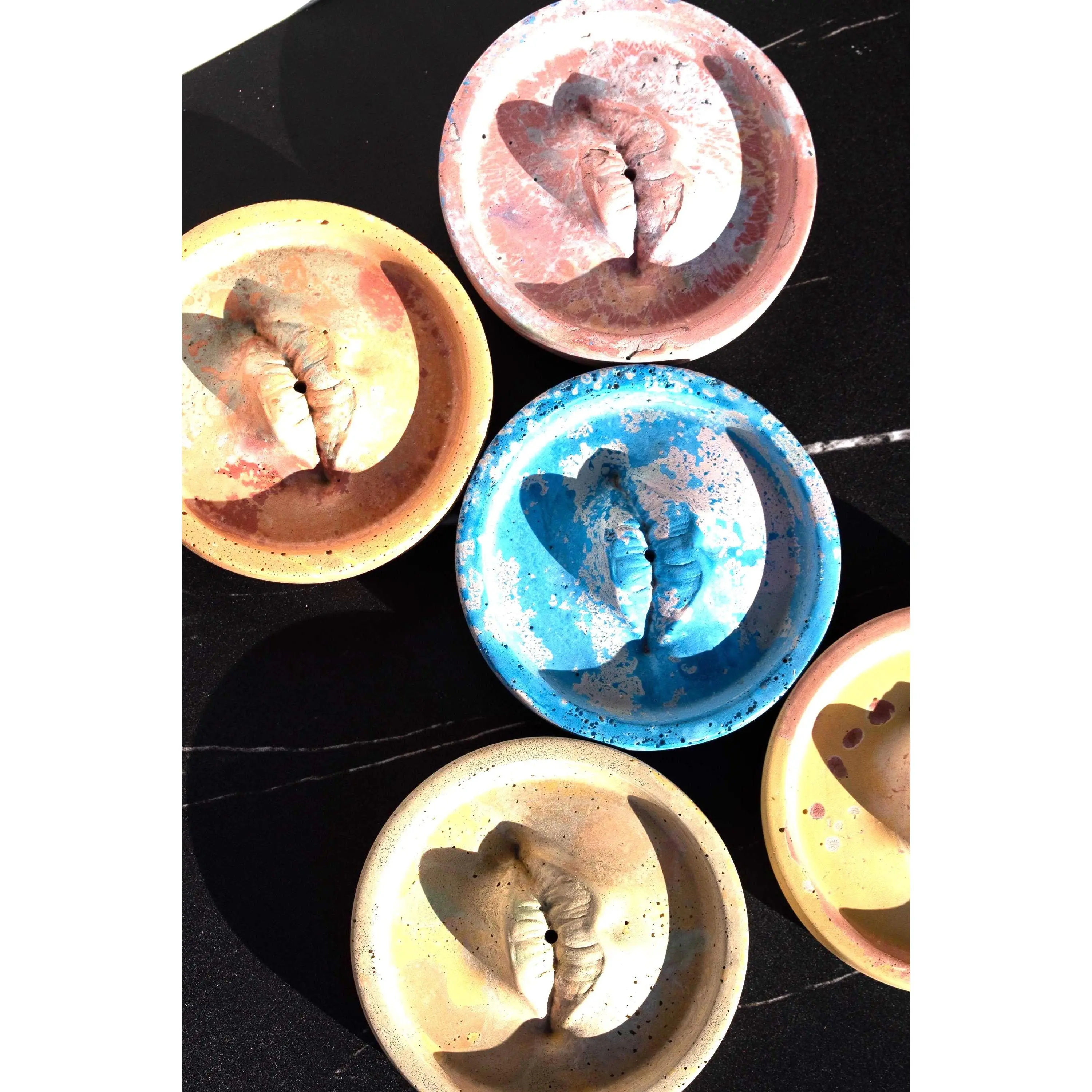 Lip-Shaped Concrete Incense Holder - Colorful Bespoke Maximalist Decor