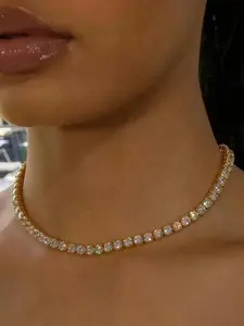 Elegant Rhinestone Necklace for Women, Sparkling Diamond Pendant Chain, Perfect for Formal Events, Trendy Party Jewelry Accessory