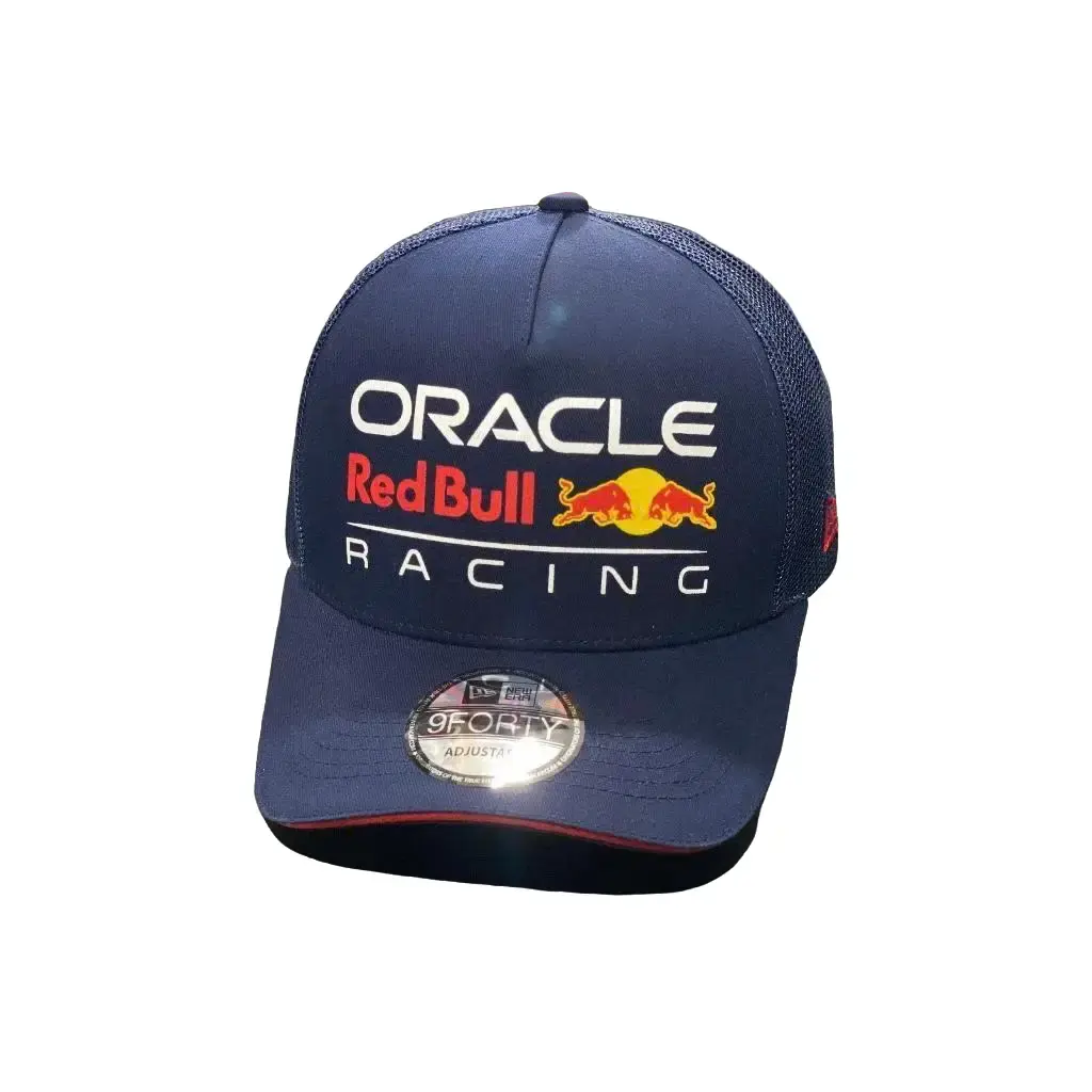 Oracle Red Bull Racing Navy Blue Trucker Cap Embroidered Adjustable Racing Hat Motorsport Streetwear