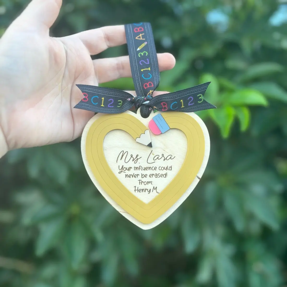 Teacher Christmas ornament, pencil heart ornament
