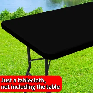 Rectangular Stretch Tablecloth, Picnic Table Cover, Polyester, Fits Indoor Outdoor Patio Camping Party Wedding Banquet Restaurant